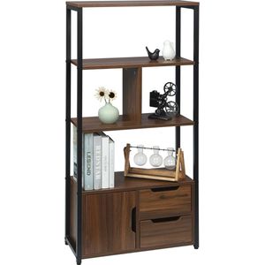 SureDeal® - Kast - Boekenkast - Huiskamer - Donker Hout - 58x24x120 cm - Design Kast - Binnen Kasten