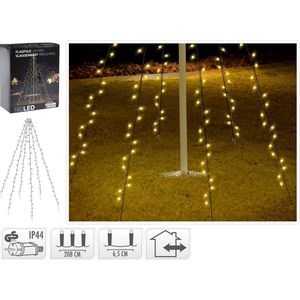 2x stuks LED vlaggenmast verlichting met 192 warm witte lampjes/lichtjes 208 cm hoog - Kerstverlichting/verlichting buiten