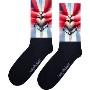 Anker - Opkikker - Grappige sokken - Valentijn cadeau - Verjaardag cadeau - Sint cadeau - Leuke sokken - Varen - Schipper - Leuk cadeau - Vrolijke sokken - Cadeautje - Grappig cadeau - Kerstsokken - Vaderdag - Moederdag - Socks maken Happy - 37-44