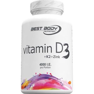 D+K+Zn - vitamine D3 4000ie + K2 60mcg + zink 80 tabletten | Best Body
