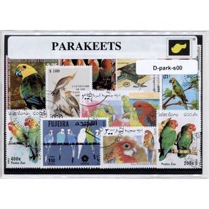 Parkieten – Luxe postzegel pakket (A6 formaat) : collectie van verschillende postzegels van parkieten – kan als ansichtkaart in een A6 envelop - authentiek cadeau - kado - geschenk - kaart - Psittaciformes - papegaai - grasparkiet - parkiet - vogel