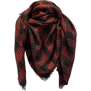 ASTRADAVI Winter Sjaals - Sjaal - Warme en Zachte Dames Omslagdoek - Driehoek Sjaal 140x140 cm - Geruit - Zwart, Rood