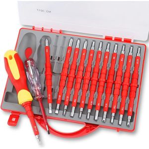 24-in-1 Geïsoleerde Schroevendraaierset voor Elektricien - Professionele VDE Bithouder met Wisselmessen