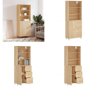 vidaXL Hoge kast 69-5x34x180 cm bewerkt hout sonoma eikenkleurig - Hoge Kast - Hoge Kasten - Dressoir - Buffetkast