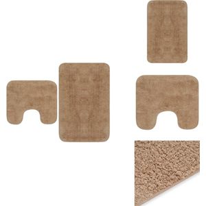 vidaXL Badmattenset - 100% Katoen - 63x93 cm - Anti-slip - Beige - Badkameraccessoireset