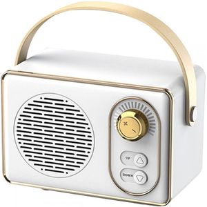 JeiibrZui Retro Bluetooth-Luidspreker - Draagbare Draadloze Stereoluidspreker - Heldere Geluidskwaliteit 10m Bereik - 1 stuks - Voor Buiten Wit