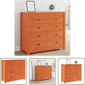 The Living Store Dressoir 100x40x90 cm massief grenenhout wasbruin - Dressoir - Grens Hout - Vintage - Landelijk Wonen - Woonkamer Meubels