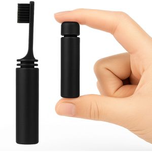 Draagbare Opvouwbare Reistandenborstel I Met Zachte Bamboe Borstelharen I Ruimtebesparend I Met Koker I Zwart