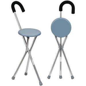 Wandelstok met Zitje - Grijs - Opvouwbaar - Driepoot - Tot 100 kg