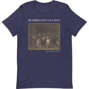 Rembrandt van Rijn 'De Nachtwacht' (""The Night Watch"") Beroemd Schilderij T-Shirt | Unisex Klassiek Kunst T-shirt | Heather Midnight Navy | XS