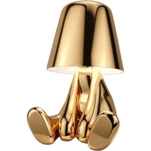 Sfeerverlicht® Golden Boy Sib - Tafellamp Oplaadbaar - Draadloos en Dimbaar - Gadget - Bureaulamp