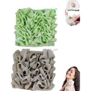 Allecto Plus - 2-in-1 Douchespons en Badstof Set voor Zachte Reiniging - Huidvriendelijke Luffa Peelingspons - Geschikt voor Alle Huidtypen - Set van 2stuks.