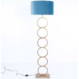 Zwarte vloerlamp | Velours | 1 lichts | blauw | metaal / stof | kap Ø 45 cm | staande lamp / vloerlamp | modern / sfeervol design