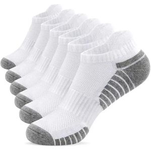 ADA® - Sportsokken heren wit en grijs - Compressiesokken - Enkelsokken - Sneakersokken - Ademend - Cushion - 39-44 - Wit en grijs - 3 paar