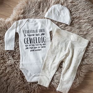 56 Newborn Baby Kleding Set tekst - Jongens en Meisjes Romper - Kraamcadeau - Babyshower Cadeau - 0-3 Maanden