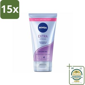 15 x NIVEA - Stylingsgel - Extra Sterk - Betrouwbare Fixatie - 150 ml - Grootverpakking - Styling Gel - Haar Fixatie - Voedend Haar - Haar Bescherming - Extra Sterke Fixatie