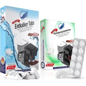 Koffiemachine Reiniging Set 50 - 25 ECO Reinigingstabletten - 25 Ontkalkingstabletten - Hoogwaardig en Universeel voor bijna alle Machines