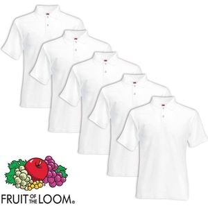 Fruit of the Loom poloshirt heren maat S 5 st (wit)
