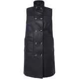 MIAMODA - Dames - Omkeerbare bodywarmer leerlook/teddypluche zijsplitten - Zwart - Maat 42+