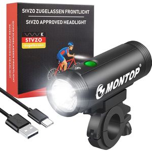 Led-fietsverlichtingsset met Lithium-ion-accu - StVZO-goedgekeurd, Superheldere USB Oplaadbare en Waterproof Fietsverlichting