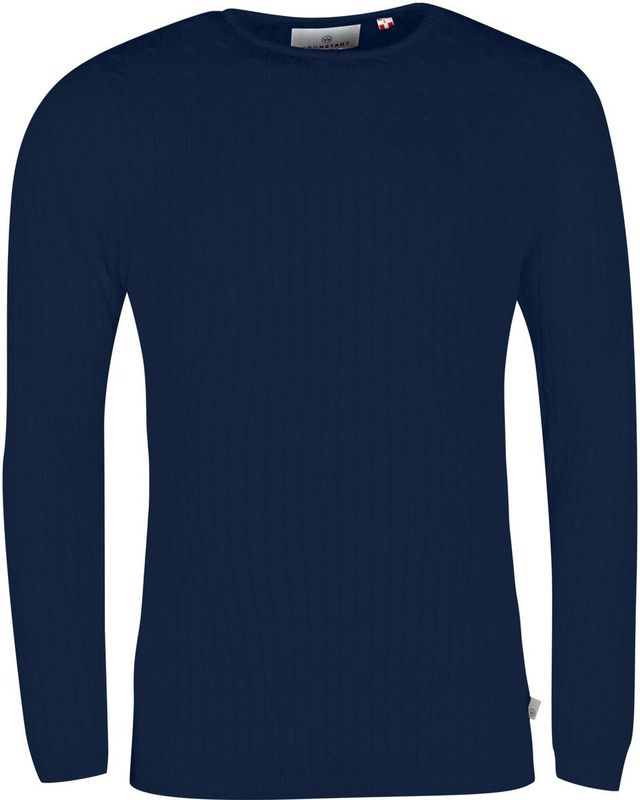 Kronstadt Cable Sweatshirt ronde hals marine, Effen