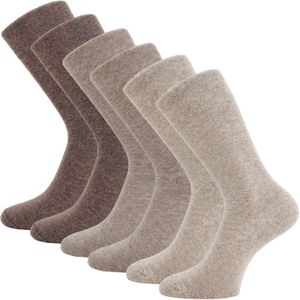 6 paar Katoenen Diabetessokken - Drukvrije boord - Naadloos - Dames/Heren - Bruin/Beige mix - Maat 47-50