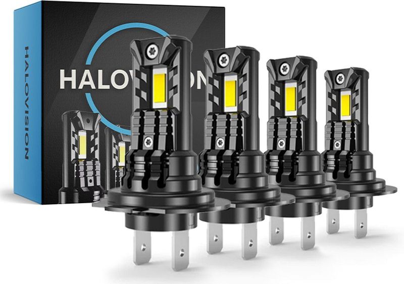 HaloVision Turbo LED Groot Licht + Koplampen H7 – 150W 30000Lm 6000K Helder Wit – Canbus Plug en Play Dimlicht + Grootlicht LED Set van 4 Autolampen