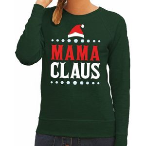 Bellatio Decorations Kersttrui / sweater voor dames - Mama Claus - groen - Kerstfeest / party XS