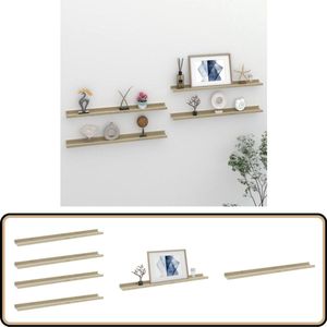 vidaXL Wandschappen 4 st wit Sonoma eiken 80x9x3cm Wandplank - Schappenset - Houten Plank - Woonaccessoires - Interieurstijl