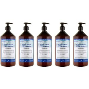 Bodylotion Cool Down 1 Liter - met gratis pomp - set van 5 stuks - Voordeelverpakking