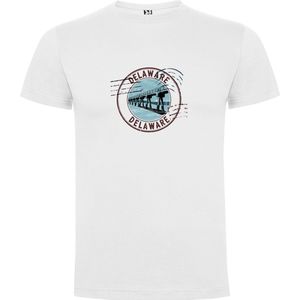 Wit Wanna have t-shirt voor de echter Amerika liefhebber Poststamp / Poststempel USA Amerikaanse staat Delaware Print Full Color merk Roly maat 116 5/6 jaar