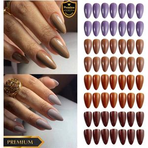 GUAPÀ® Plaknagels Bruin Tinten | 96 stuks valse nagels | Press On Nails | Zelfklevende Plaknagels | Nepnagels | Kunstnagels | Compleet plaknagels starterspakket | Nagels Wraps | Nail Art | Winter Nagels | 96 stuks plaknagels Bruin Tinten