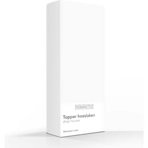 Romanette - Topper Hoeslaken - Wit - 100% Luxe Katoen - Lits-jumeaux Extra Lang (160x220 cm)