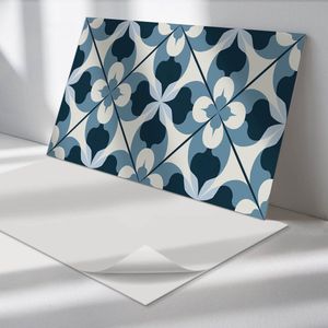 Wallfluent Vinyl Wandpaneel - Abstract geometrisch patroon Zelfklevend Muurpaneel - 120 cm x 60 cm - Blauw Vinyl Wandpaneel - 1 stuk - Rechthoekig Wandbekleding Vinyl - Patroon Wandpaneel - Vinyl Wandbekleding - Wandpaneel Keuken en Badkamer