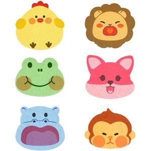 Babybadsponzen, 6-pack, schattig en zacht design, konjac absorberende spons, geschikt voor kinderen en baby's.