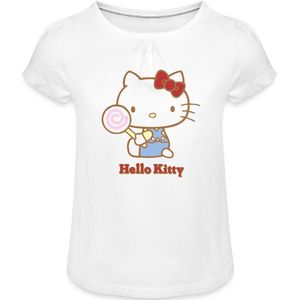 Hello Kitty Met Een Lollipop Meisjes T-Shirt Met Plooien