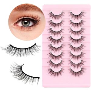 8 paar valse wimpers - extensions nep wimpers zwart - pluizige kunstwimpers - Wispy D Curly Strip - natuurlijke look Volume Fluffy Strip Lashes - Zachte Kattenogen Wimperverlengingen voor een glamoureuze uitstraling