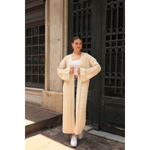 Gebreide Vest voor dames lang | Crème Damesvest