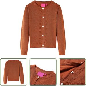 vidaXL Meisjesvest - Kindervest - Kindervest gebreid 116 cognackleurig - Jongensvest - Wollen Vest - Gebreid Vest