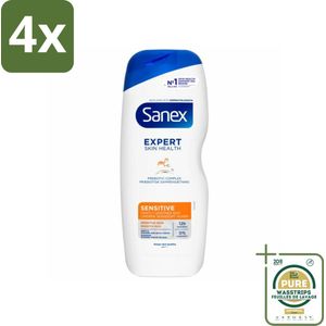 Sanex - Douchegel - Dermo Sensitive - Voor Gevoelige Huid - 600 ml - Voordeelverpakking - 4 stuks - Sanex Dermo Sensitive - Lactoserum