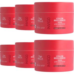 Wella Invigo Color Brilliance Mask Gekleurd & Dik Haar 150ml - 6 Stuks - Voordeelverpakking