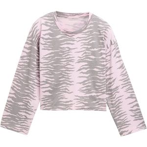 TOM TAILOR - Shirt - Grijs/Rosa - Lange Mouwen - Losse Pasvorm