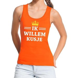 Oranje Ik Willem kusje tanktop / mouwloos shirt dames - Oranje Koningsdag kleding M