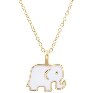 Fako Bijoux® - Ketting - Olifantje Wit - Goudkleurig