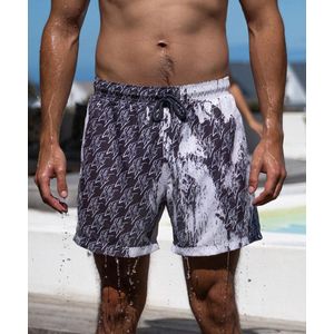 SEA'SONS - Zwembroek Jongens - Kleurveranderend - Creativity Print - Donker Grijs Wit - Maat 128/134