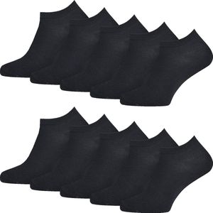 20 Pack Enkelsokken Heren Dames - 20 paar - Katoen - Zwart - Maat 41-46 - Korte Sokken SK-501