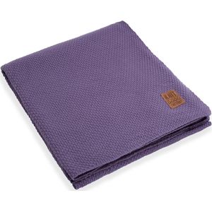 Knit Factory Jesse Gebreid Plaid XL - Woondeken - plaid - Wollen deken - Kleed - Violet - 195x225 cm