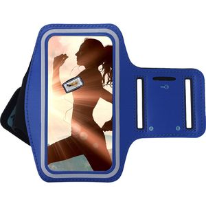 Geschikt voor Motorola Moto G53 Hoesje - Motorola Moto X40 hoesje - Sportband Hoesje - Sport Armband Case Hardloopband Blauw