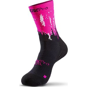 SOXPro - Padel Anti Verstuiking - Sportsokken - Zwart-Fluo Fuchsia - Gegradueerde Compressie