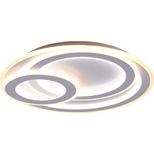 LED Plafondlamp - Plafondverlichting - Torna Mirna - 74W - Aanpasbare Kleur - Afstandsbediening - Dimbaar - Rond - Mat Wit - Aluminium